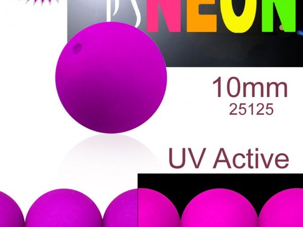 24 pcs Round NEON ESTRELA Beads, 10mm, Purple (UV Active), Czech Glass