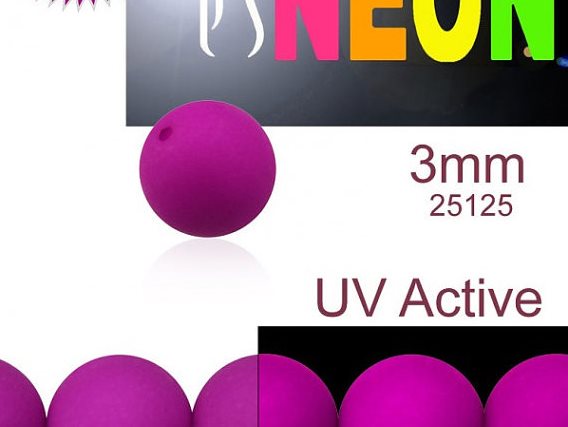 160 pcs Round NEON ESTRELA Beads, 3mm, Purple (UV Active), Czech Glass