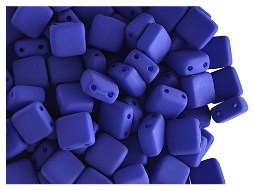 40 pcs 2-hole Tile NEON Beads, 6x6x3.2mm, Dark Blue, Czech Glass