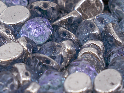 50 pcs Baroque Cabochons Oval 6x8 mm, 2 Holes, Crystal Backlit Violet Ice, Czech Glass