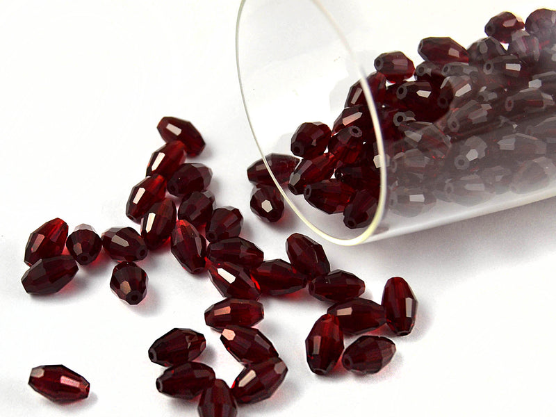 2 pcs Swarovski Elements 5200 Oblong Faceted Beads, 9x6mm, Siam, Czech Glass