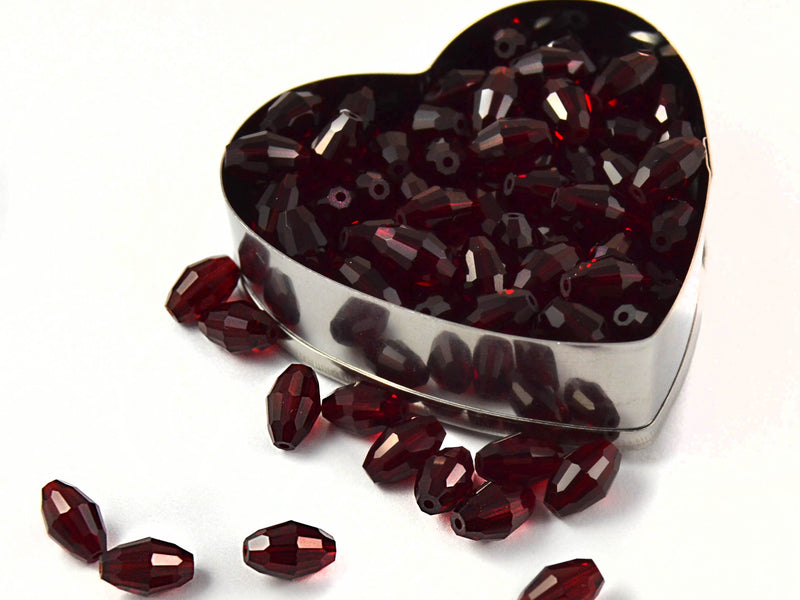 2 pcs Swarovski Elements 5200 Oblong Faceted Beads, 9x6mm, Siam, Czech Glass