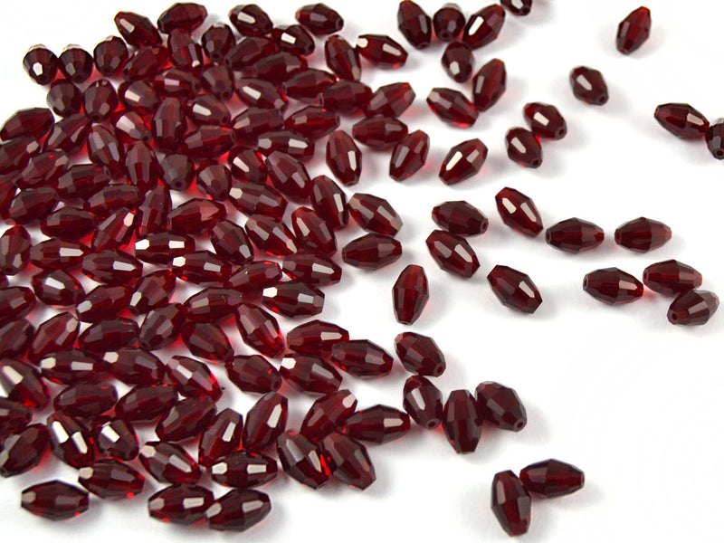 2 pcs Swarovski Elements 5200 Oblong Faceted Beads, 9x6mm, Siam, Czech Glass