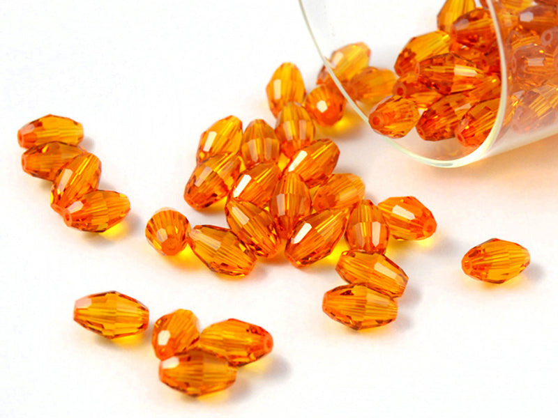 2 pcs Swarovski Elements 5200 Oblong Faceted Beads, 9x6mm, Topaz, Czech Glass