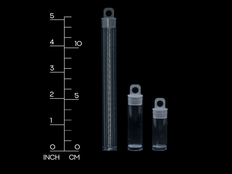 10 pcs Plastic Tube with Lid 38x14 mm, Transparent, Plastic, Czech Republic