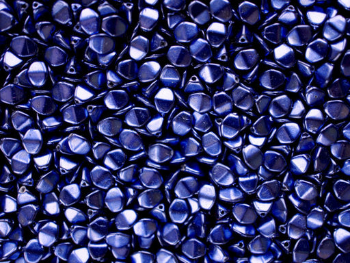50 pcs Pinch Pressed Beads, 5x3.5mm, Dark Blue Metallic, Czech Glass