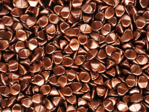 50 pcs Pinch Pressed Beads, 5x3.5mm, Copper Metallic, Czech Glass