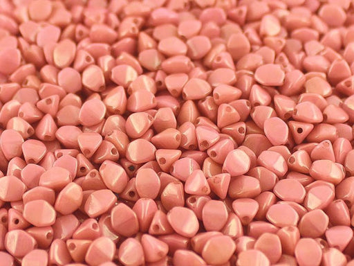 50 pcs Pinch Pressed Beads, 5x3.5mm, Opaque Pink Ceramic Look, Czech Glass