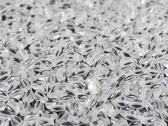 50 pcs Pinch Pressed Beads, 5x3.5mm, Crystal Clear, Czech Glass