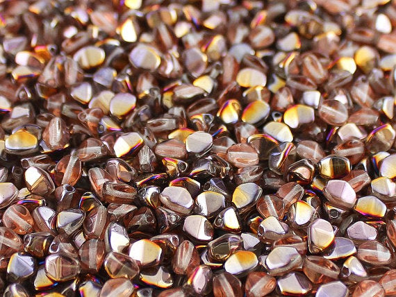 50 pcs Pinch Pressed Beads, 5x3.5mm, Crystal Sliperit, Czech Glass