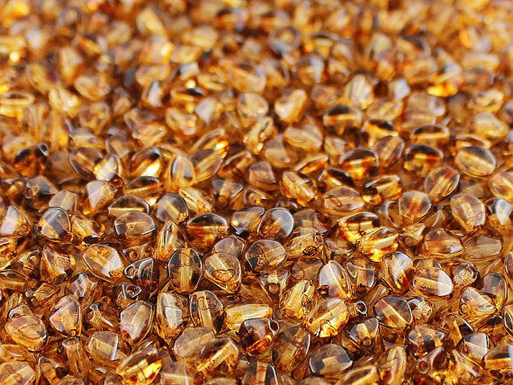 50 pcs Pinch Pressed Beads, 5x3.5mm, Crystal Travertine, Czech Glass