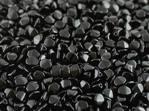50 pcs Pinch Pressed Beads, 5x3.5mm, Jet Black, Czech Glass