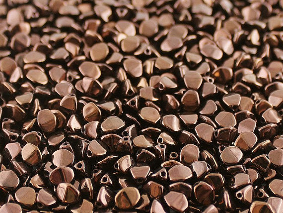 50 pcs Pinch Pressed Beads, 5x3.5mm, Jet Vega Luster, Czech Glass