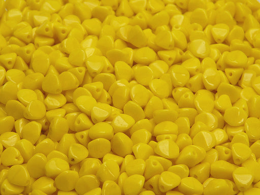 50 pcs Pinch Pressed Beads, 5x3.5mm, Opaque Yellow (Lemon), Czech Glass