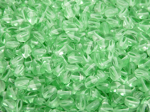 50 pcs Pinch Pressed Beads, 5x3.5mm, Peridot Green, Czech Glass