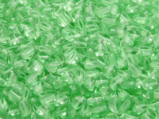 50 pcs Pinch Pressed Beads, 5x3.5mm, Peridot Green, Czech Glass