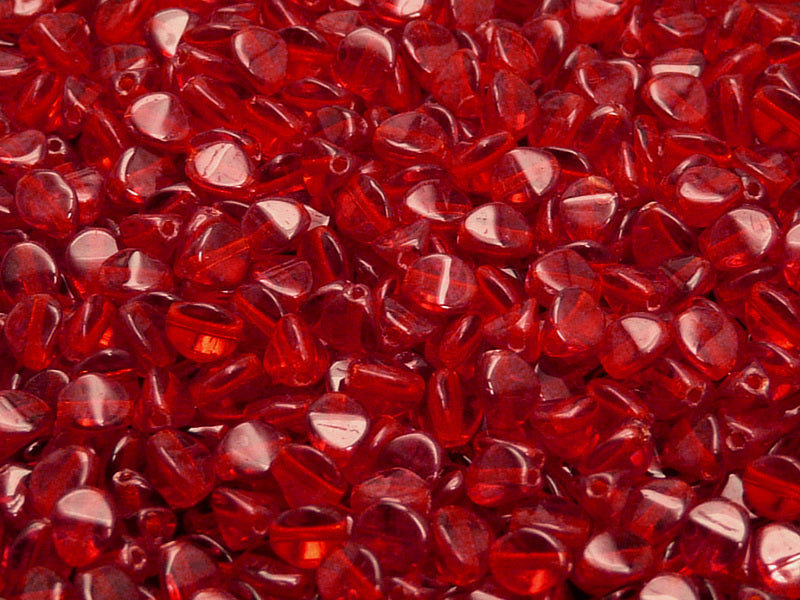 50 pcs Pinch Pressed Beads, 5x3.5mm, Ruby, Czech Glass