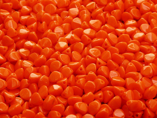 50 pcs Pinch Pressed Beads, 5x3.5mm, Opaque Red Orange, Czech Glass