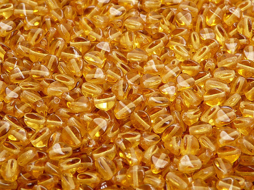 50 pcs Pinch Pressed Beads, 5x3.5mm, Topaz, Czech Glass