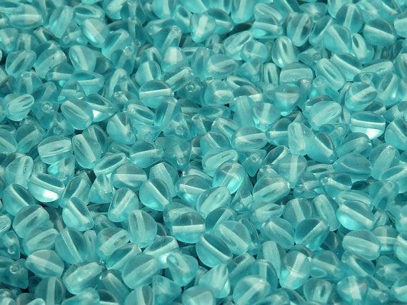 50 pcs Pinch Pressed Beads, 5x3.5mm, Aquamarine Green Matte, Czech Glass