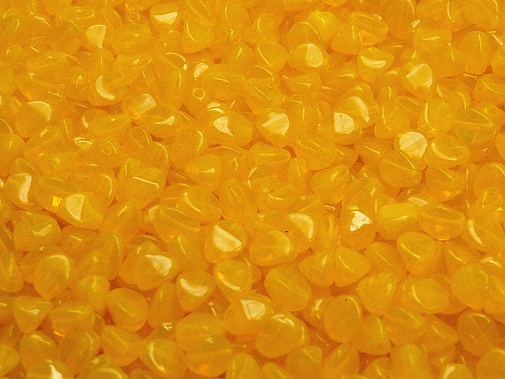 50 pcs Pinch Pressed Beads, 5x3.5mm, Yellow Orange Opal, Czech Glass