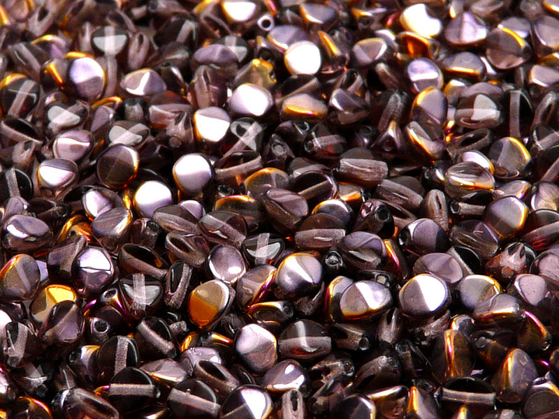 50 pcs Pinch Pressed Beads, 5x3.5mm, Amethyst Santander, Czech Glass