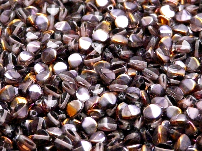 50 pcs Pinch Pressed Beads, 5x3.5mm, Amethyst Santander, Czech Glass