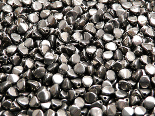 50 pcs Pinch Pressed Beads, 5x3.5mm, Crystal Chrome, Czech Glass