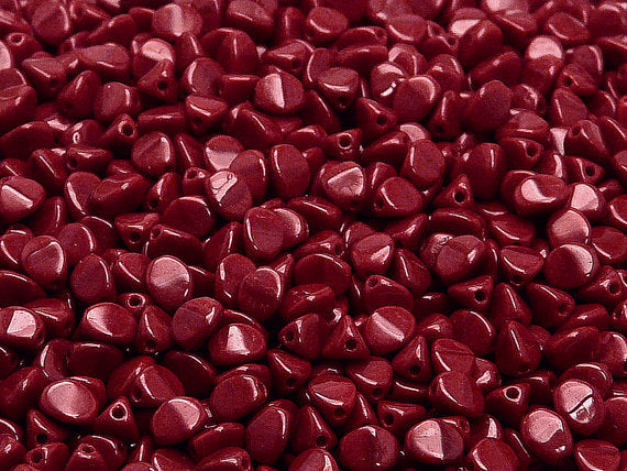 50 pcs Pinch Pressed Beads, 5x3.5mm, Opaque Dark Coral Red, Czech Glass