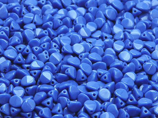 50 pcs Pinch Pressed Beads, 5x3.5mm, Opaque Blue, Czech Glass