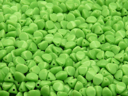50 pcs Pinch Pressed Beads, 5x3.5mm, Opaque Light Green, Czech Glass