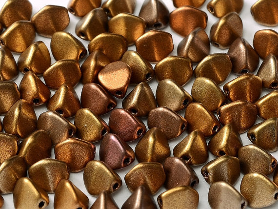 50 pcs Pinch Pressed Beads, 5x3.5mm, Mix Heavy Metal, Czech Glass