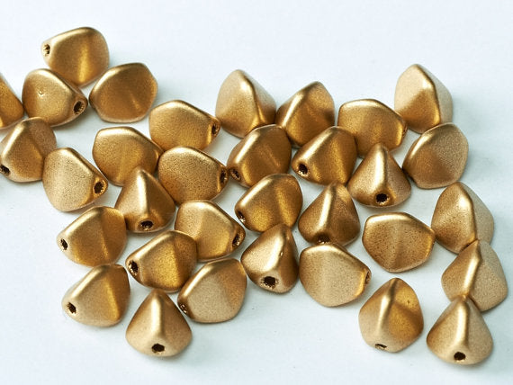 50 pcs Pinch Pressed Beads, 5x3.5mm, Aztec Gold (Crystal Bronze Pale Gold), Czech Glass