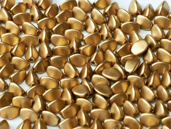 50 pcs Pinch Pressed Beads, 5x3.5mm, Aztec Gold (Crystal Bronze Pale Gold), Czech Glass
