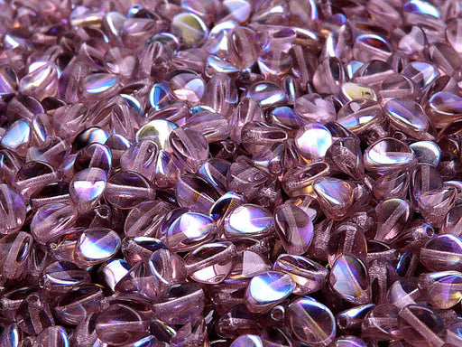 50 pcs Pinch Pressed Beads, 5x3.5mm, Amethyst AB, Czech Glass