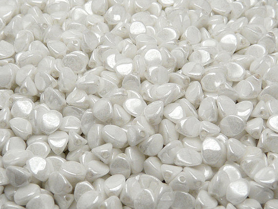 50 pcs Pinch Pressed Beads, 5x3.5mm, Chalk White Luster, Czech Glass