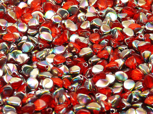 50 pcs Pinch Pressed Beads, 5x3.5mm, Hyacinth Vitrail, Czech Glass