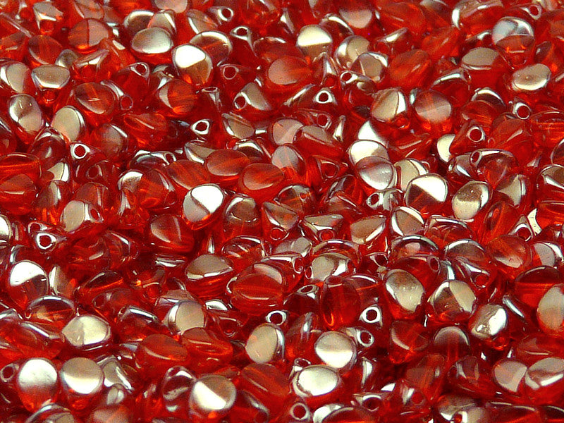 50 pcs Pinch Pressed Beads, 5x3.5mm, Hyacinth Celsian, Czech Glass