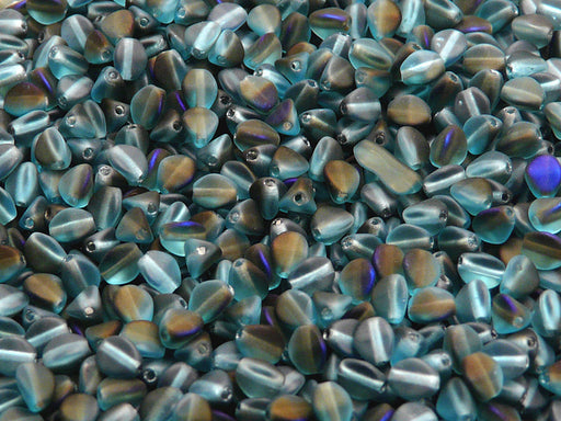 50 pcs Pinch Pressed Beads, 5x3.5mm, Aquamarine Blue Azuro, Czech Glass