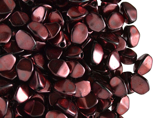 50 pcs Pinch Pressed Beads, 5x3.5mm, Burgundy Metallic, Czech Glass