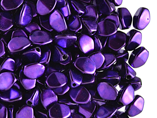 50 pcs Pinch Pressed Beads, 5x3.5mm, Violet Metallic, Czech Glass