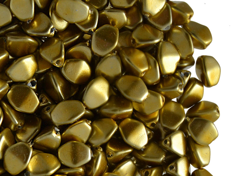 50 pcs Pinch Pressed Beads, 5x3.5mm, Gold Metallic, Czech Glass