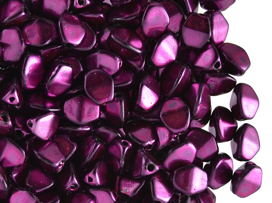 50 pcs Pinch Pressed Beads, 5x3.5mm, Purple Metallic, Czech Glass