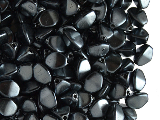 50 pcs Pinch Pressed Beads, 5x3.5mm, Gray Metallic, Czech Glass
