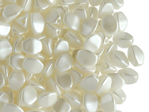 50 pcs Pinch Pressed Beads, 5x3.5mm, Pastel White, Czech Glass