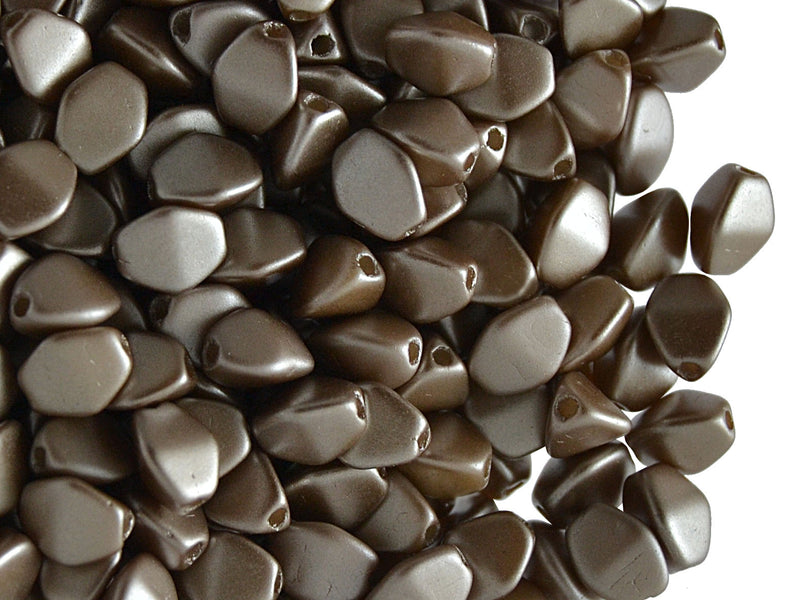 50 pcs Pinch Pressed Beads, 5x3.5mm, Pastel Light Brown, Czech Glass