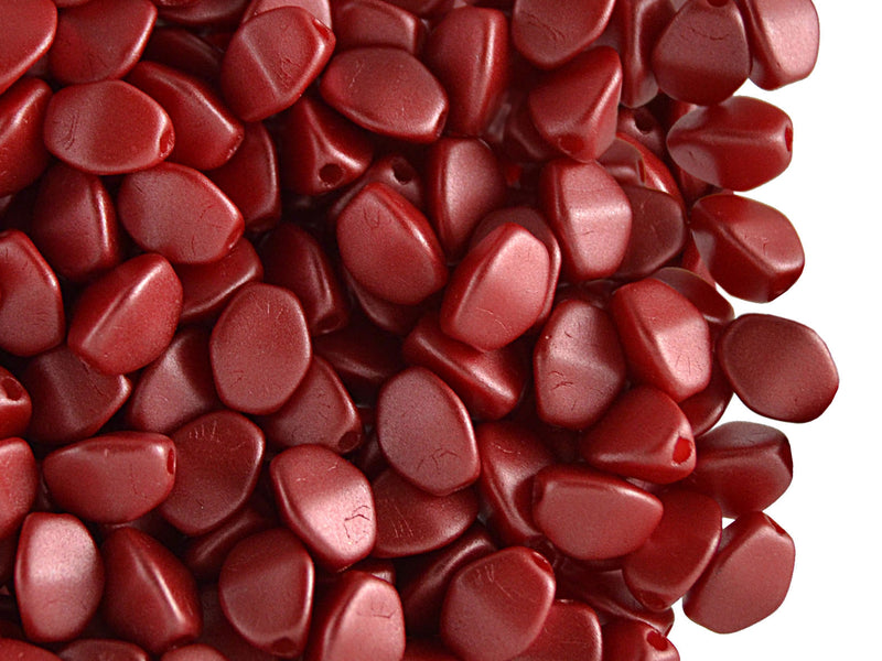 50 pcs Pinch Pressed Beads, 5x3.5mm, Pastel Coral Red, Czech Glass
