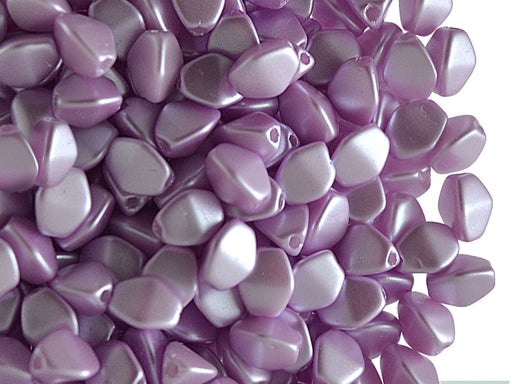 50 pcs Pinch Pressed Beads, 5x3.5mm, Pastel Lilac, Czech Glass
