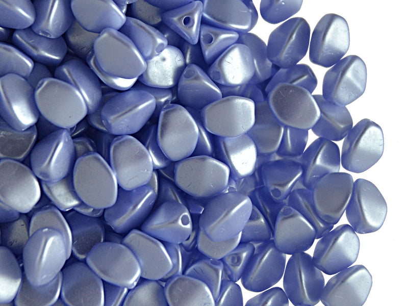 50 pcs Pinch Pressed Beads, 5x3.5mm, Pastel Light Sapphire, Czech Glass