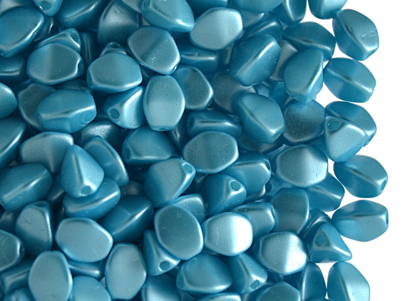 50 pcs Pinch Pressed Beads, 5x3.5mm, Pastel Aqua, Czech Glass